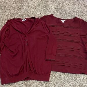 Old Navy Burgundy Women's Cardigan and Blouse Set